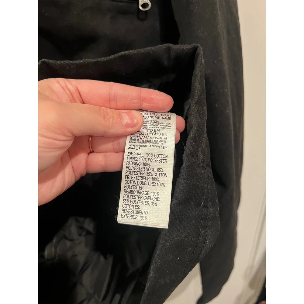 Billabong Mens Jacket Hooded Canvas Quilted Lining Black Medium